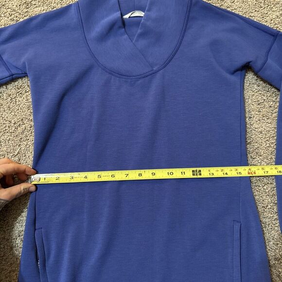 ATHLETA Cozy Karma Sweatshirt Dress Tunic‎ Blue Fleece Lined XXS Athleisure Warm - Picture 7 of 12